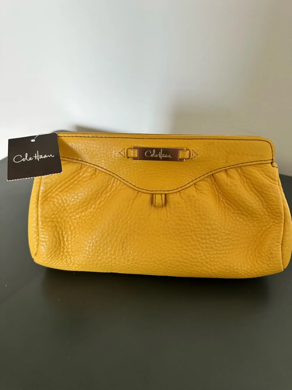 Cole Haan Yellow Leather Pebbled Clutch - Picture 1 of 3